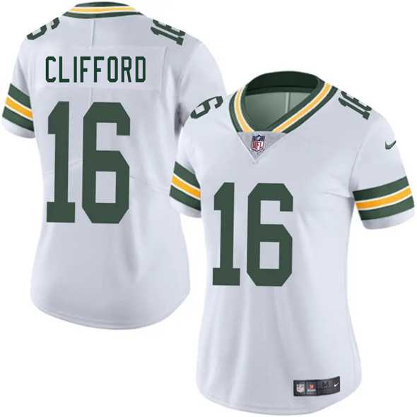 Women%27s Green Bay Packers #16 Sean Clifford White 2025 Vapor Untouchable Limited Stitched Jersey Dzhi